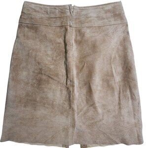 Vintage June Leather Midi Skirt With Back Slit & Pocket Details - Size 4